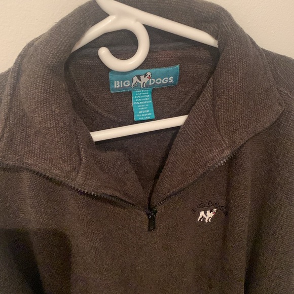 Fantastic Chocolate Brown Big Dogs Heavy Cotton Blend Quarter Zip SZ Medium 💪 - Picture 2 of 5